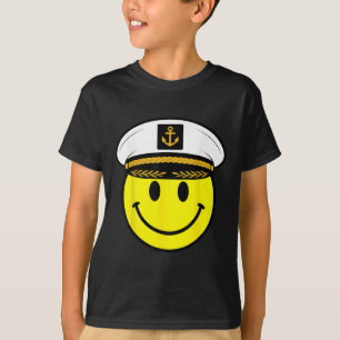 Camiseta Cara sonriente amarilla capitán 70s Sonriendo Feli