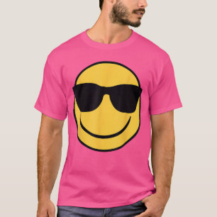 Camiseta Cara sonriente amarilla con gafas de sol retro Emo