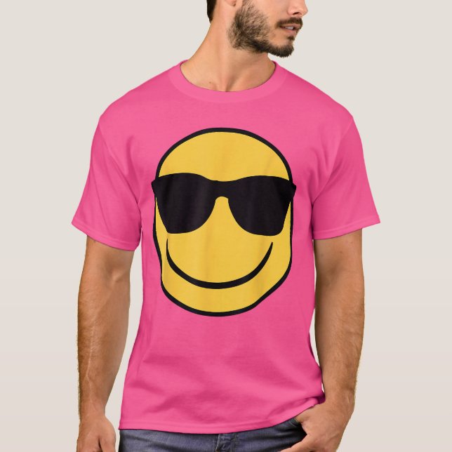 Camiseta Cara sonriente amarilla con gafas de sol retro Emo (Anverso)