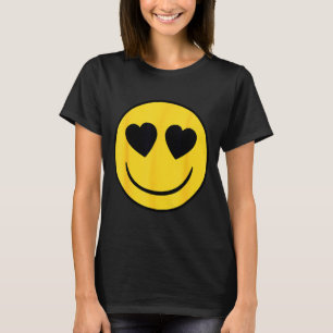 Camiseta Cara sonriente amarilla con ojos de corazón Emoji