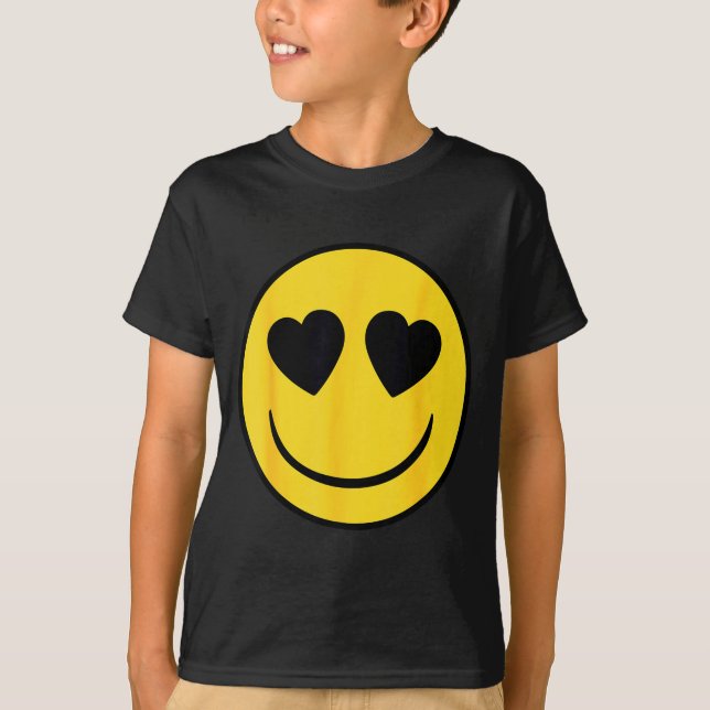 Camiseta Cara sonriente amarilla con ojos de corazón Emoji  (Anverso)