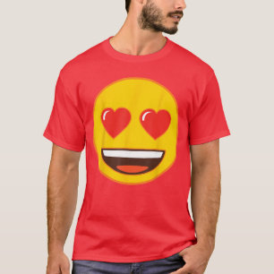 Camiseta Cara sonriente amarilla con ojos de corazón Emoji