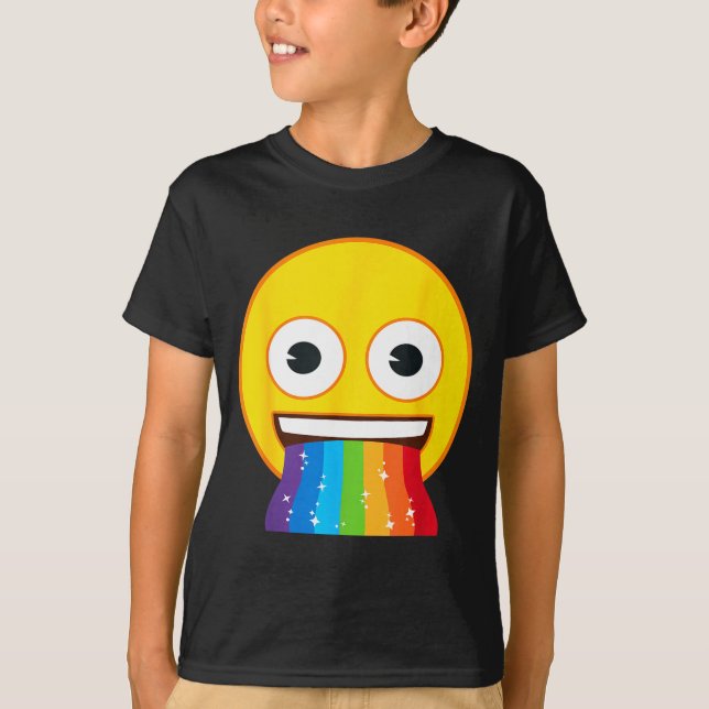 Camiseta Cara sonriente amarilla de boca de arcoíris emoji  (Anverso)