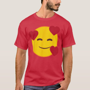 Camiseta Cara sonriente amarilla de corazones flotantes emo