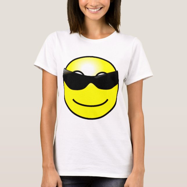 Camiseta Cara sonriente amarilla de las gafas de sol (Anverso)