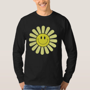 Camiseta Cara sonriente amarilla de los 70 flor feliz paz s