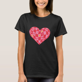 Camiseta Cara sonriente con corazón de tablero de ajedrez r