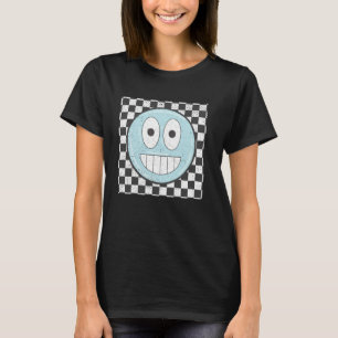 Camiseta Cara sonriente con patrón a cuadros Retro Feliz