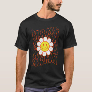 Camiseta Cara sonriente de flor de Daisy Mama Retro Groovy