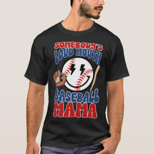 Camiseta Cara Sonriente de Mamá de Béisbol de Boca Fuerte d