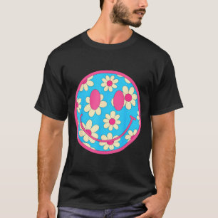 Camiseta Cara sonriente de margarita retro feliz estética p