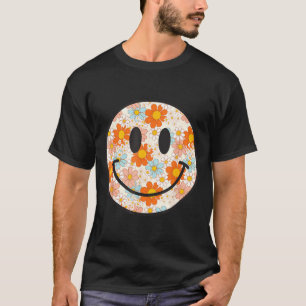 Camiseta Cara sonriente de margarita retro feliz estética p