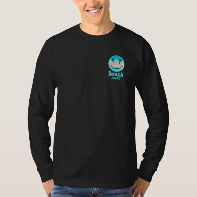 Camiseta Cara sonriente de modo de playa de bolsillo Verano (Anverso)