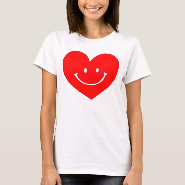 Camiseta Cara sonriente del corazón rojo (Anverso)