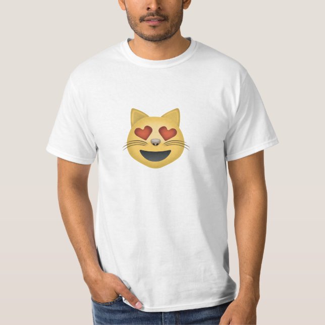 Camiseta Cara sonriente del gato con emoji en forma de (Anverso)