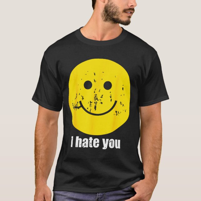 Camiseta Cara sonriente divertida odio retro  (Anverso)