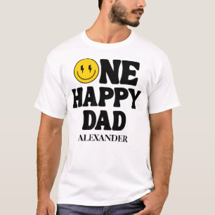 Camiseta Cara sonriente feliz retro uno cumpleaños papá