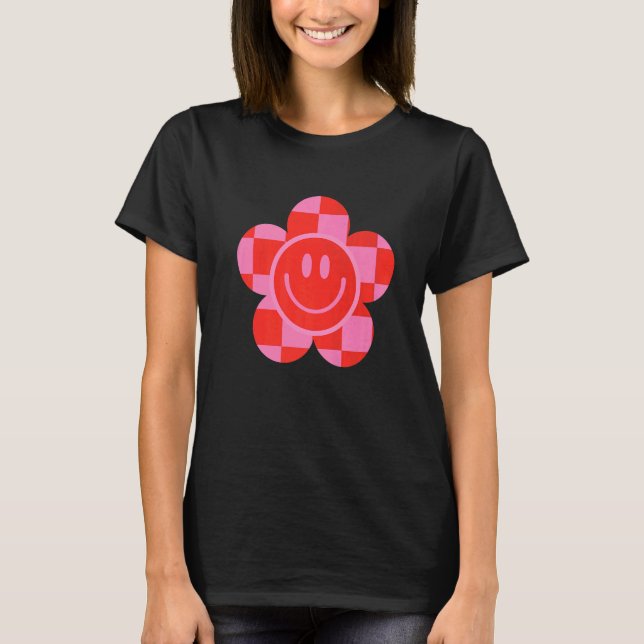 Camiseta Cara Sonriente Feliz Sonrisa Cute Rosa Manchado Ro (Anverso)