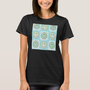 Camiseta Cara sonriente Feliz sonrisa lindo Verde azulado c