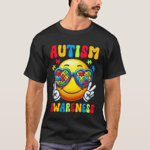 Camiseta Cara Sonriente Groovy Conciencia del Autismo Rompe