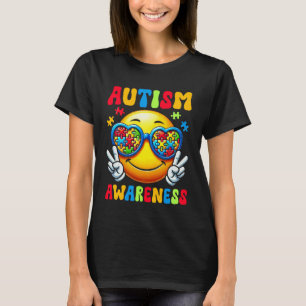 Camiseta Cara Sonriente Groovy Conciencia del Autismo Rompe