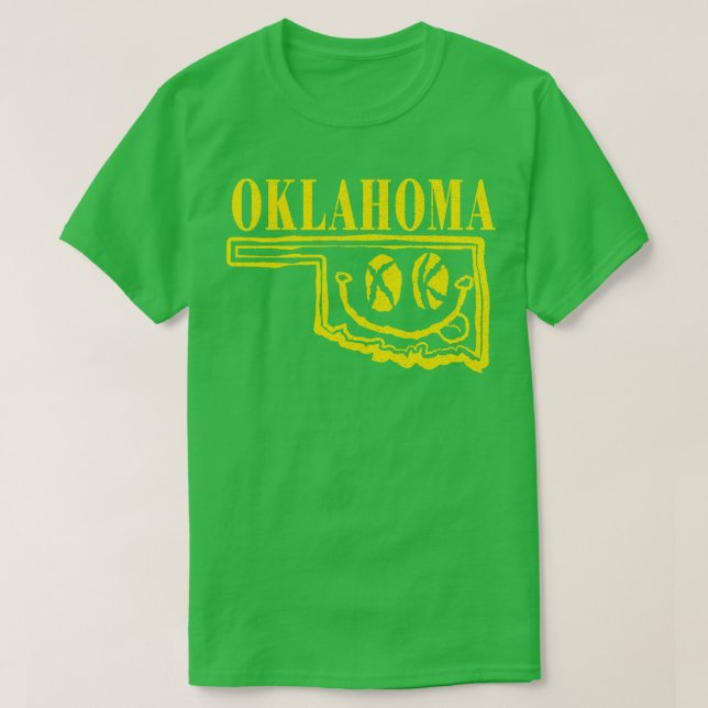 Camiseta Cara sonriente grunge de Oklahoma Fondo negro (Diseño del anverso)