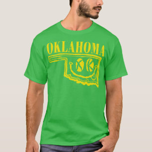 Camiseta Cara sonriente grunge de Oklahoma Fondo negro