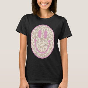 Camiseta Cara sonriente leopardo rosa sonrisa retro 70 80