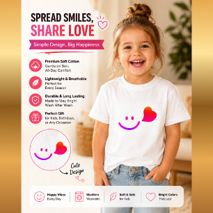 Camiseta Cara sonriente linda con corazón – Vibra feliz min