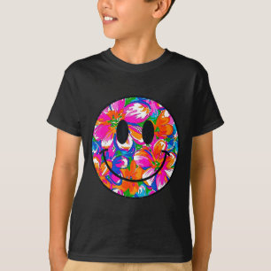 Camiseta Cara sonriente linda floral diseño veraniego trend
