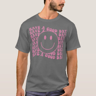 Camiseta Cara sonriente retro, cara sonriente rosada, costa