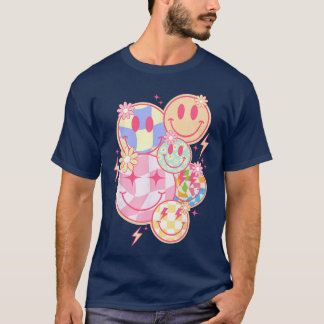 Camiseta Cara Sonriente Retro Divertida Flor Cara Feliz Cua