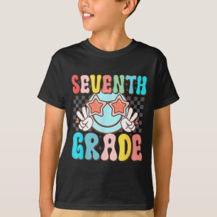 Camiseta Cara sonriente retro groovy de séptimo grado 7º gr