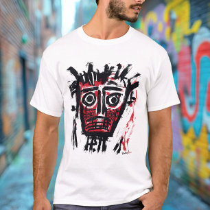 Camiseta Cara Tribal Abstracta - Burgundy y Negro Urbano Au