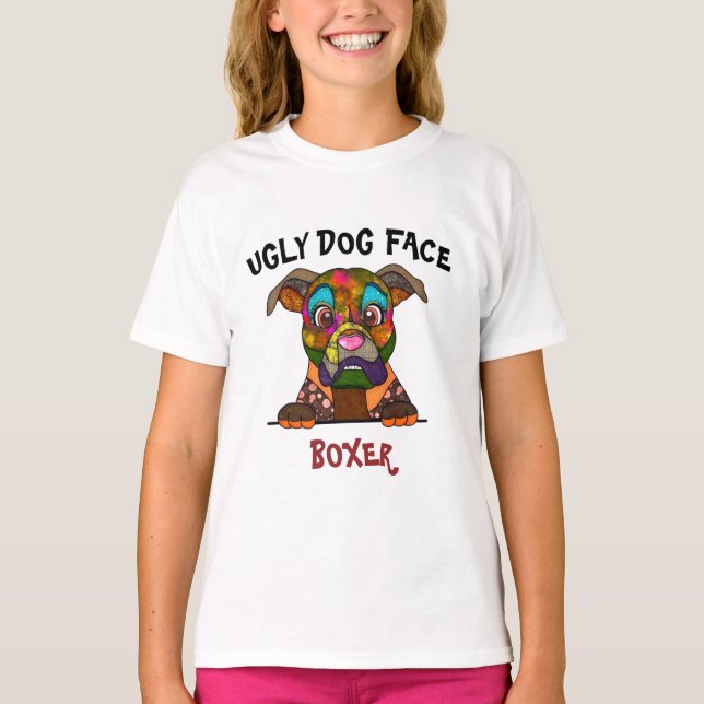 Camiseta Cara única de perro feo Boxer T-Shirt (Anverso)