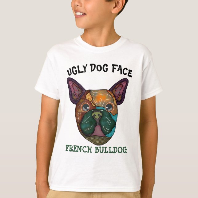 Camiseta Cara única de perro feo de Bulldog francés T-Shirt (Anverso)