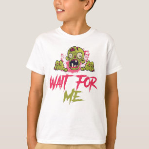 Camiseta cara zombie, Halloween feliz, negro, rosa 