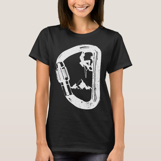 Camiseta Carabiner con montañas montañosas escalando (Anverso)