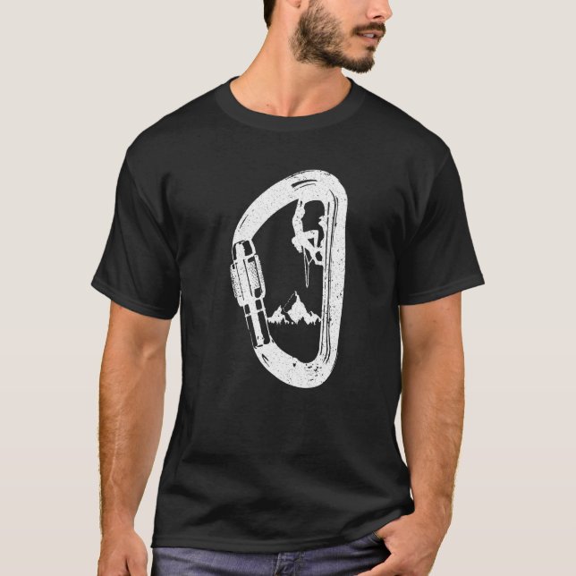 Camiseta Carabiner con montañas montañosas escalando (Anverso)