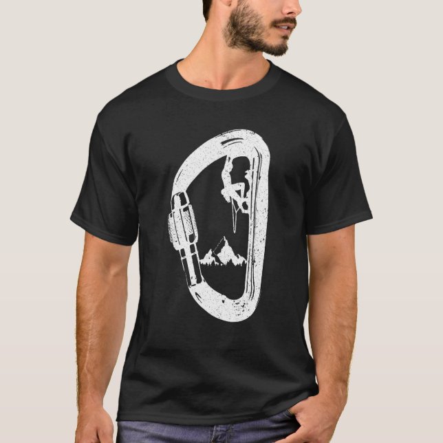 Camiseta Carabiner con montañas montañosas escalando (Anverso)