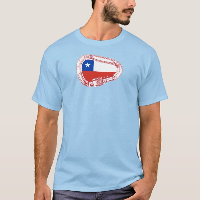 Camiseta Carabiner de escalada con bandera de Chile (Anverso)