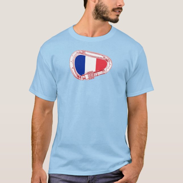 Camiseta Carabiner de escalada con bandera de Francia (Anverso)