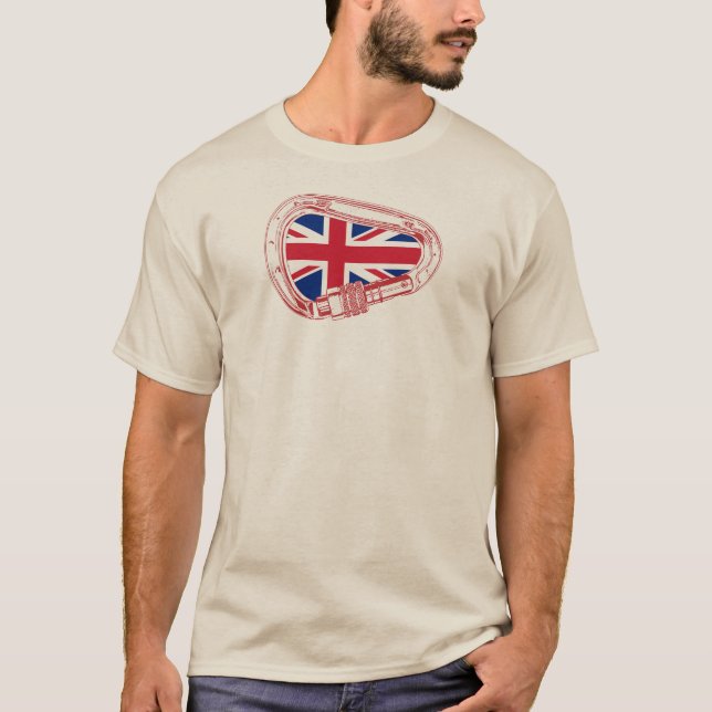 Camiseta Carabiner de escalada de bandera británica (Anverso)