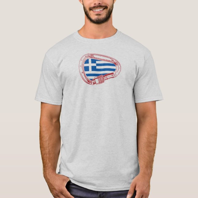 Camiseta Carabiner de escalada de bandera de Grecia (Anverso)