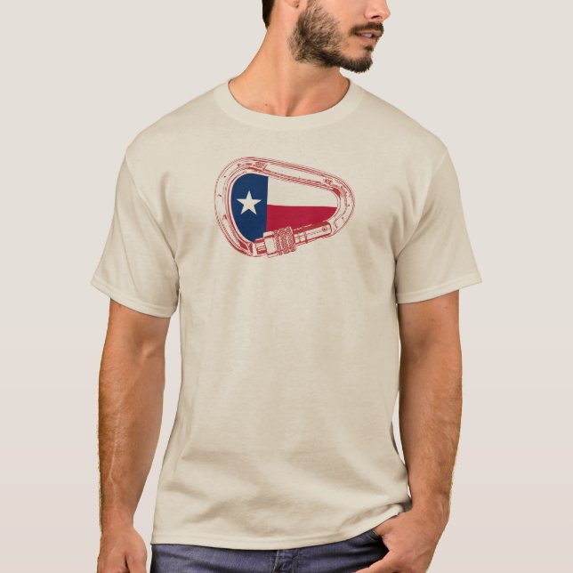 Camiseta Carabiner de escalada de bandera de Texas (Anverso)