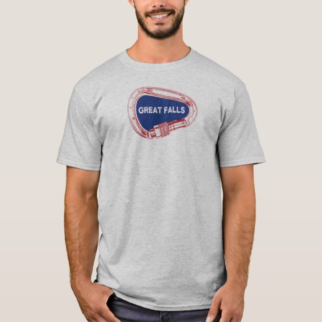Camiseta Carabiner de escalada en las grandes cataratas (Anverso)