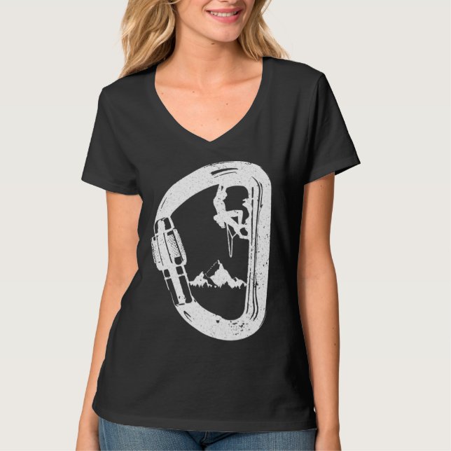 Camiseta Carabiner with Mountaineer Mountains Climbing (Anverso)