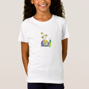 Camiseta Caracol alegre y caprichoso con flores amarillas