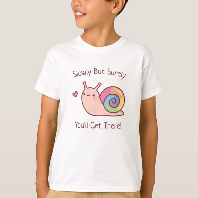 Camiseta Caracol Arcoíris Lentamente Pero Seguramente Llega (Anverso)