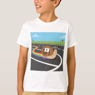Camiseta Caracol corredor de maratón Cute rastro de arcoíri